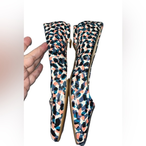 Nine West Blue Pink Black Print Pointed Toe Dress Flats Small Heel Size 8M - Picture 4 of 7